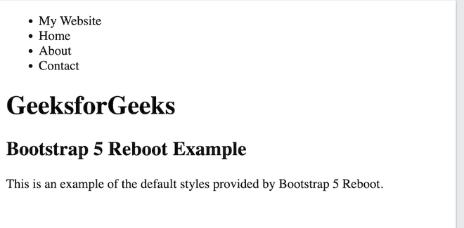 Bootstrap 5 Reboot Page Defaults - GeeksforGeeks