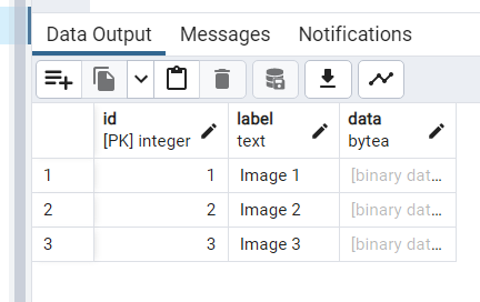 Images inserted into the database