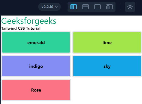 Default colors given in tailwind documentation are not working