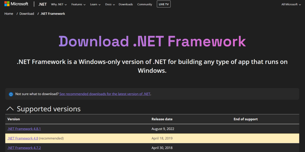 Install .NET Framework 4.6.1 or higher: GIT-TFS requires