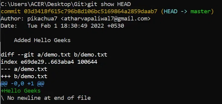 git show head 