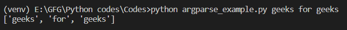 Passing more than one value as command line argument using nargs='+'