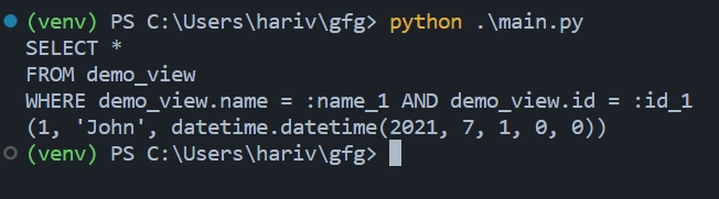 PostgreSQL Query To View With SQLAlchemy - GeeksforGeeks