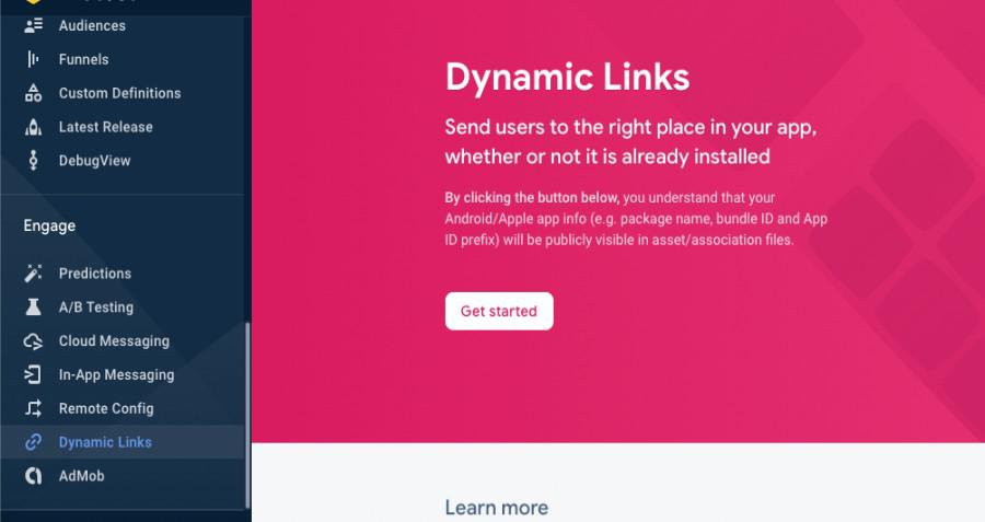 Select The Dynamic Link Option and Get Started