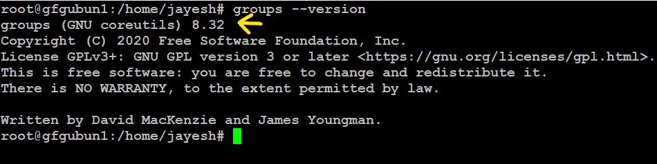groups --version