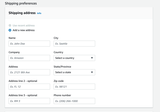 Shipping address 