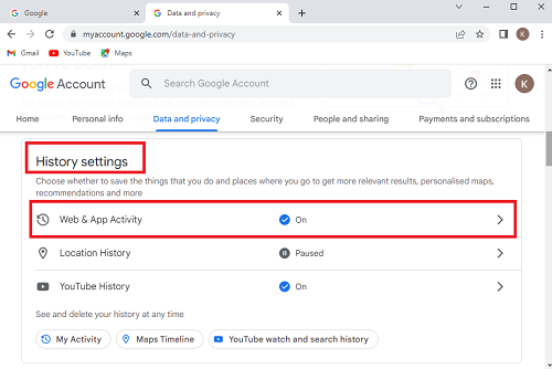 Delete Google Web Activity from Google Account.3