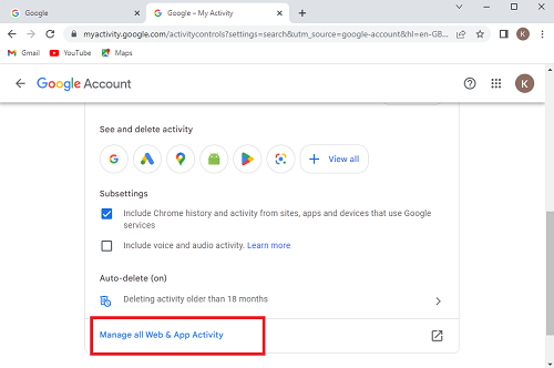 Delete Google Web Activity from Google Account.4