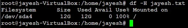 df -H jayesh.txt