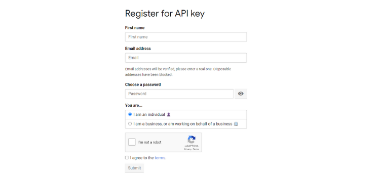 Register For API Key