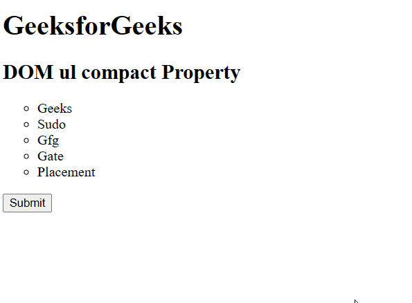 HTML DOM ul compact Property - GeeksforGeeks