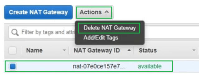 select NAT Gateway 