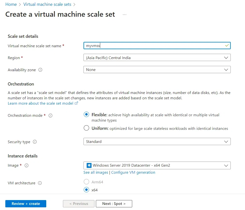 Create VMSS 