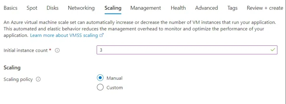 Scaling tab