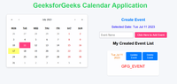 Event Calendar using React - GeeksforGeeks