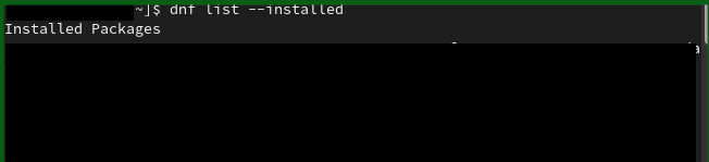 an image showing the dnf-list-installed command_gfg