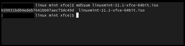 Verifying MD5. 