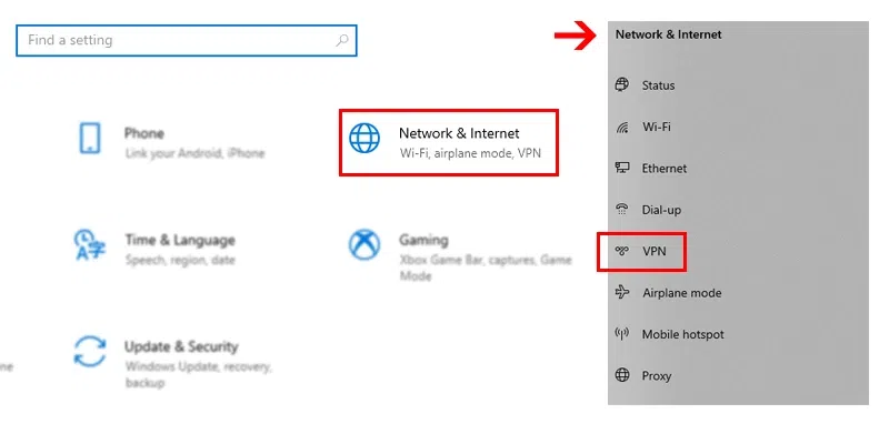 Select-Network-&-Internet-and-Click-VPN