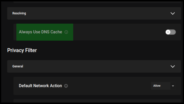 An image showing the settings for DNS cache. GFG