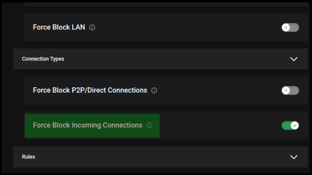 An image showing the option of blocking incoming connection. GFG