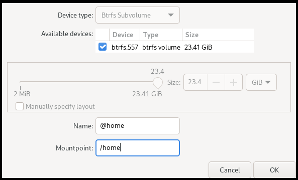 11_GFG_A image showing setting up of home subvolume