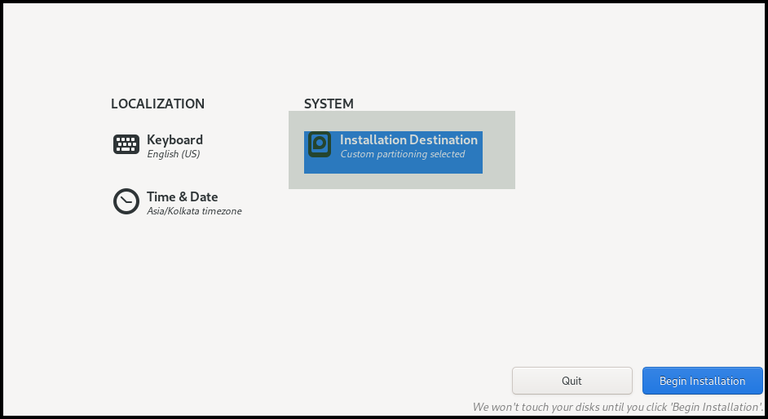 4_GFG_A screen prompting to click on installation destination