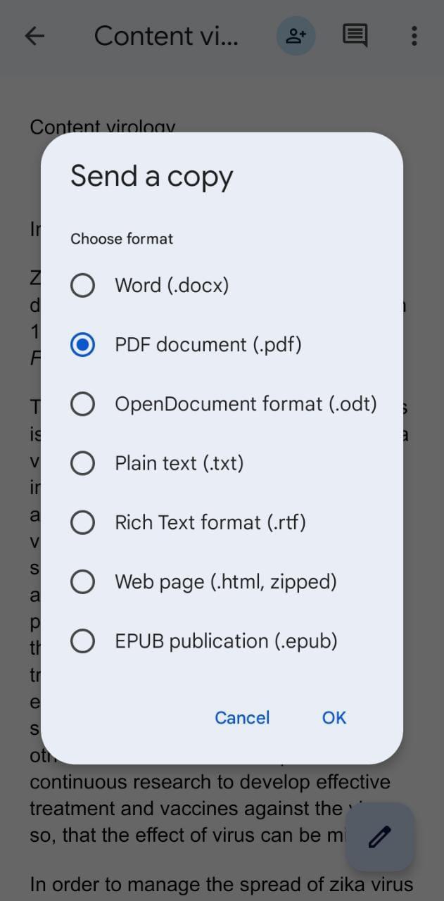 Choose PDF Format