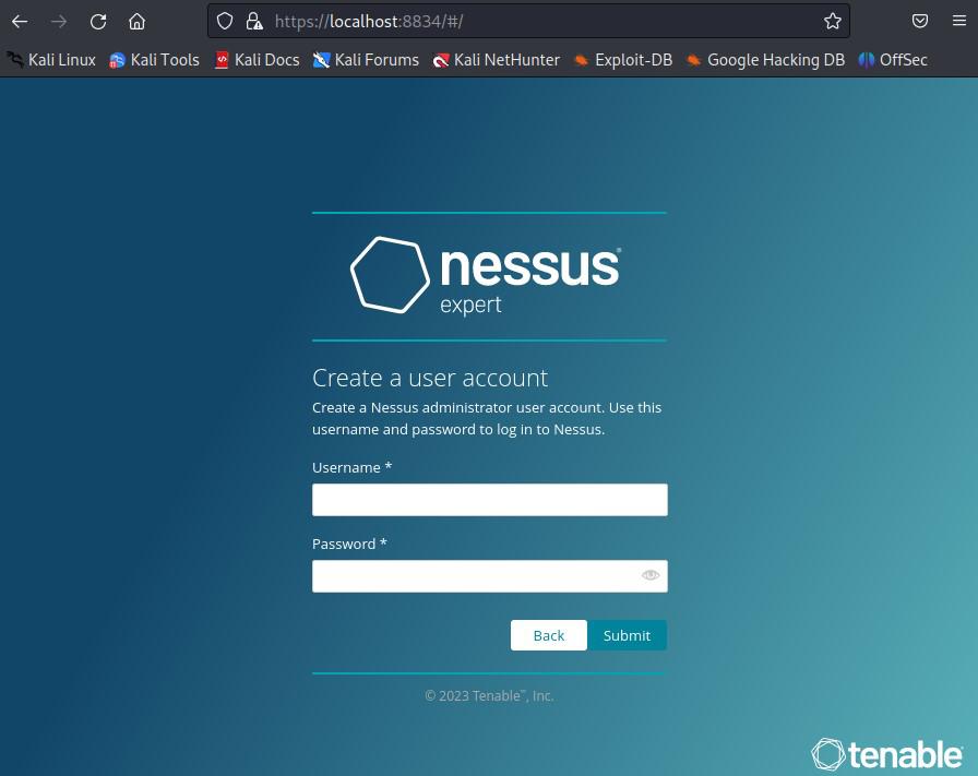 Setup Nessus User Account