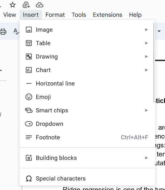 Opening Insert Tab