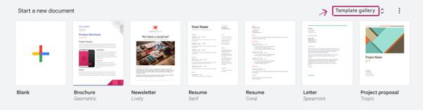 Open Template Gallery in Google Docs