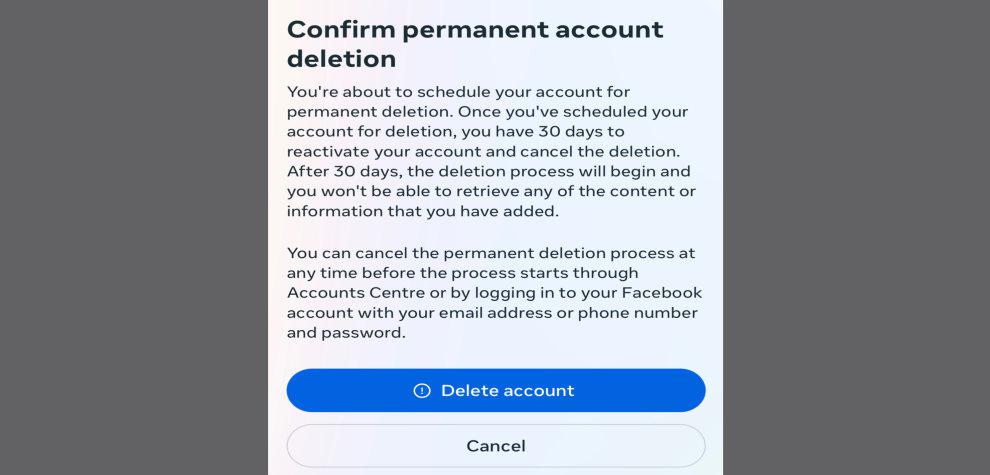 Confirm Permanent Account Deletion