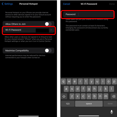 iphone settings passwords