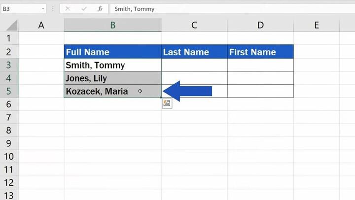 How to Split or Reverse First Last Names in Excel