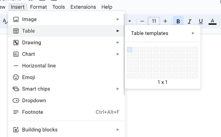 Selecting 1 x 1 table Cell