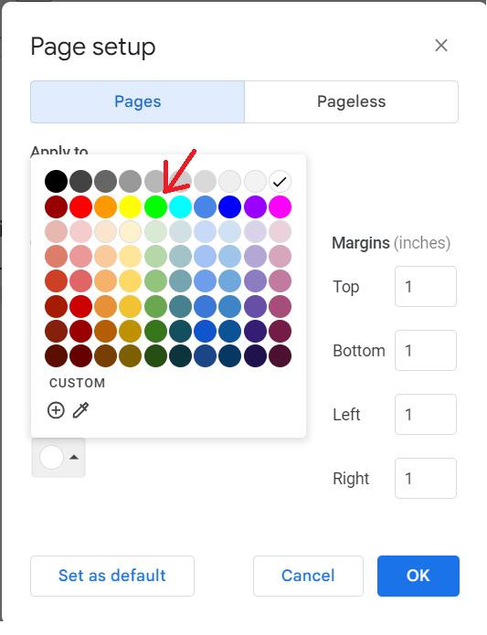 Choose the color you want to change your document