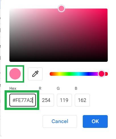 Enter the HEX Color Code