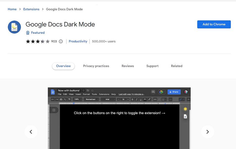 Install Google Docs Dark Mode