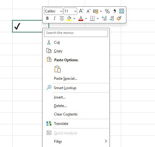 How to Insert a Check Mark Symbol [Tickmark ✓] in Excel