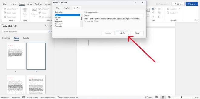 how to remove page in ms word online