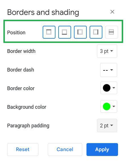 Select-border-position