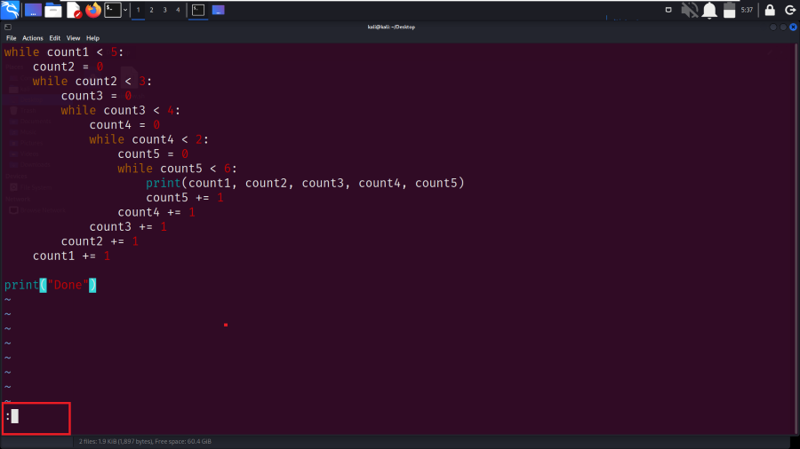 Opening Command Mode in Vim