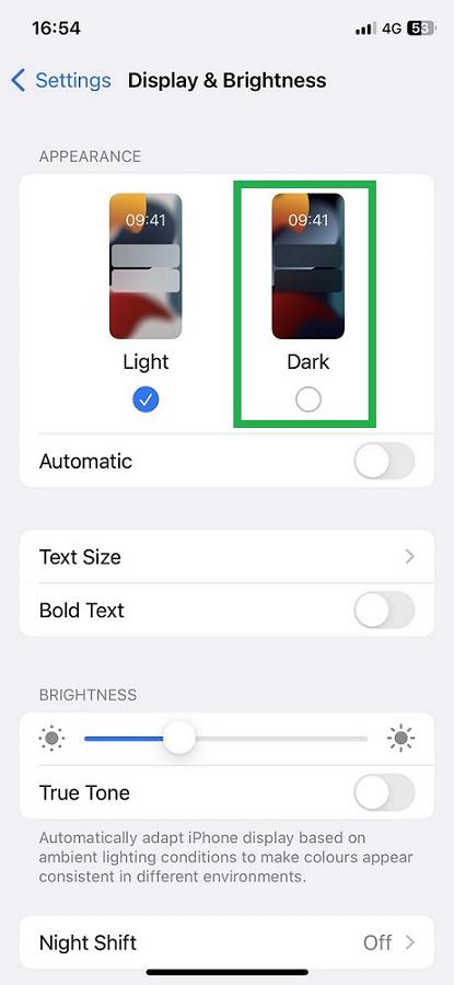 Select Dark Mode