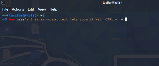 Normal text in the terminal