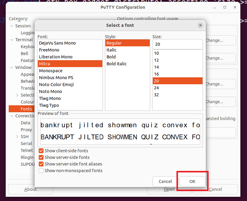 Selecting Font Size