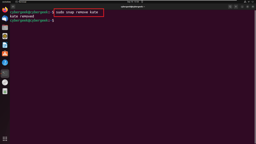 Removing Kate application using Snap Manager