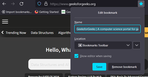 Bookmark in Mozilla Firefox Browser - GeeksforGeeks