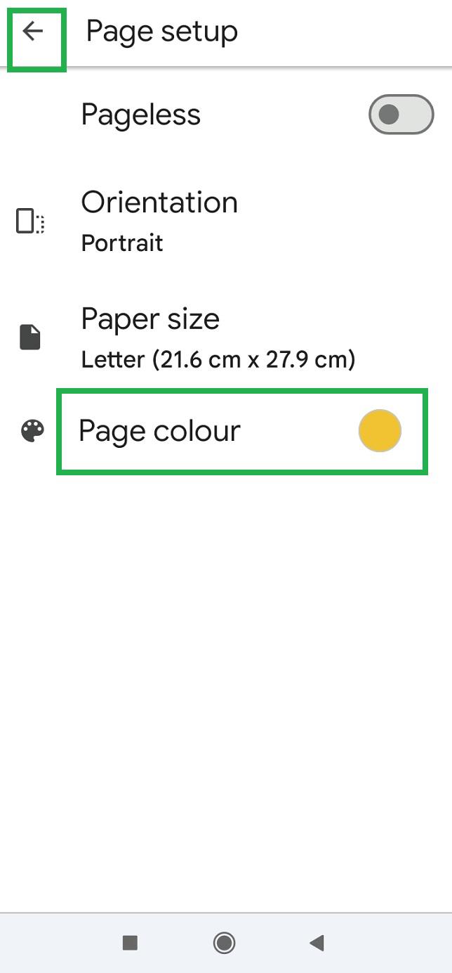 Return to the document by clicking the back arrow in the upper-left Corner