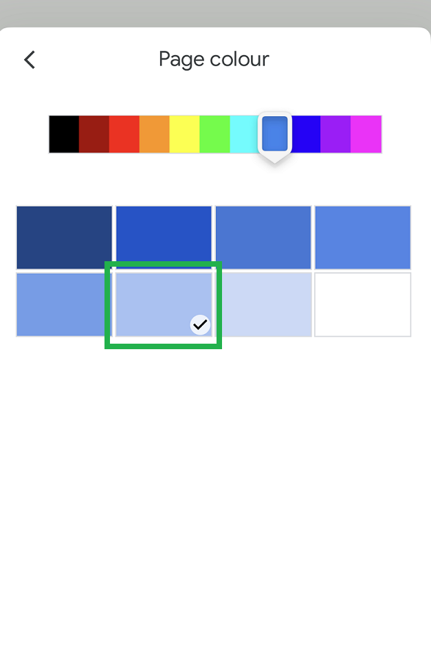 choose the shade of the selected color