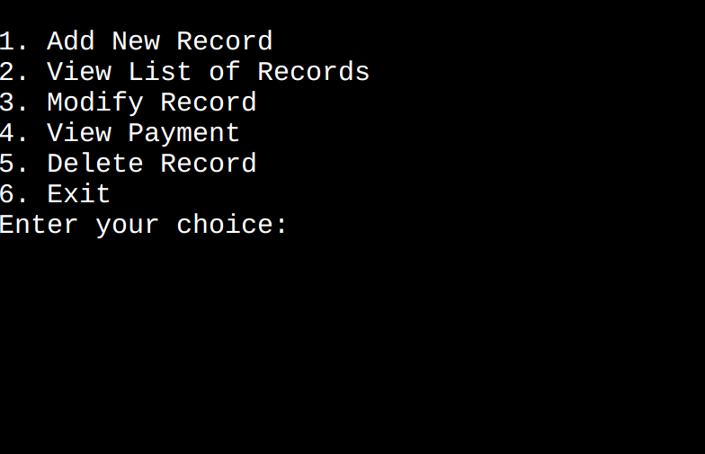 output of the program - Dashboard