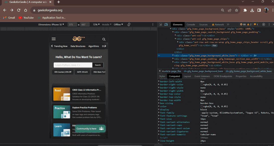 Layout Tab In Google Chrome Browser GeeksforGeeks